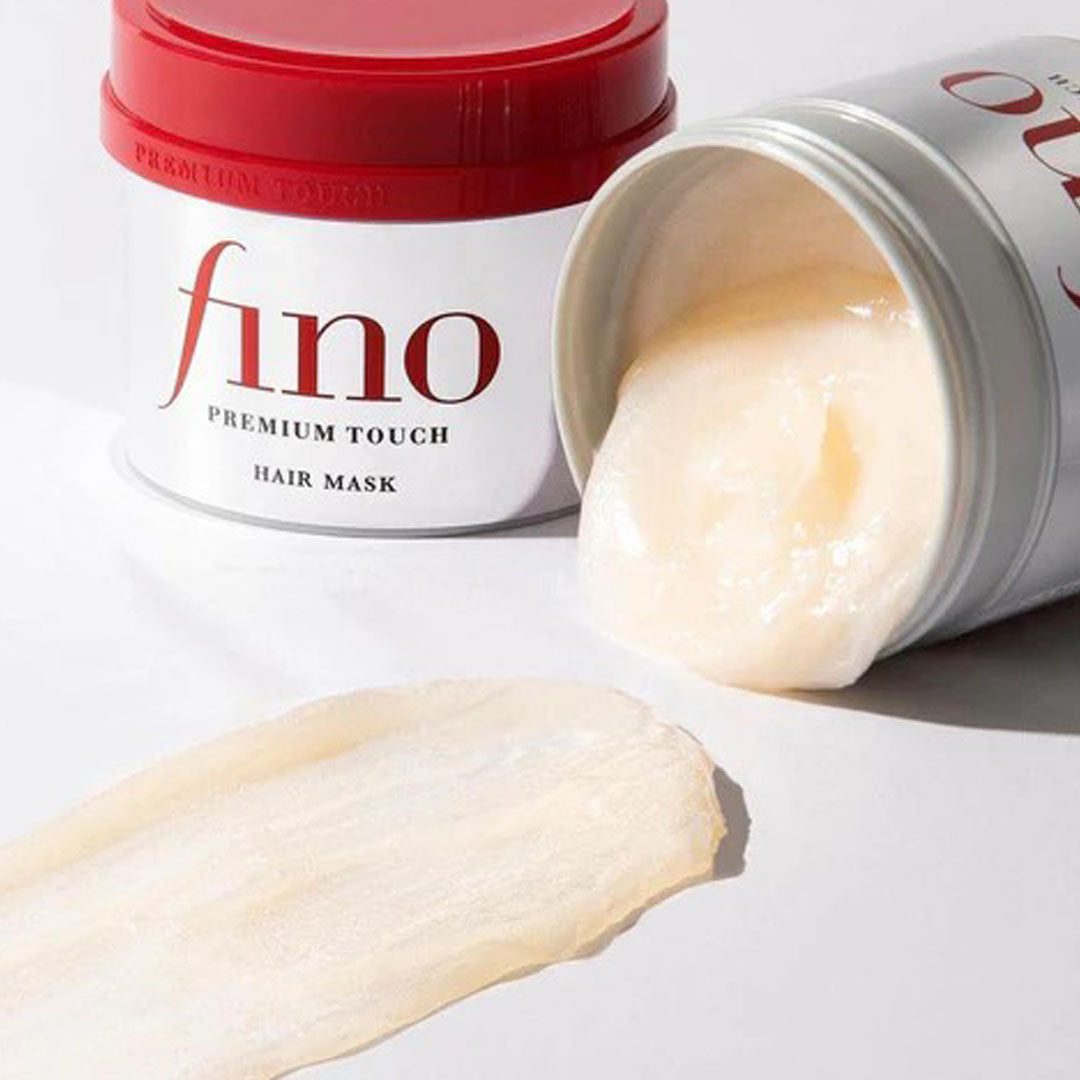 Shiseido Fino Premium Touch Hair Mask with product dispensed out of container