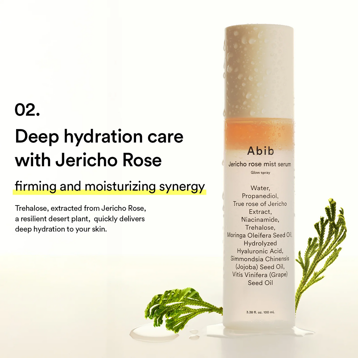 Abib Jericho Rose Mist Serum Glow Spray with small leaves