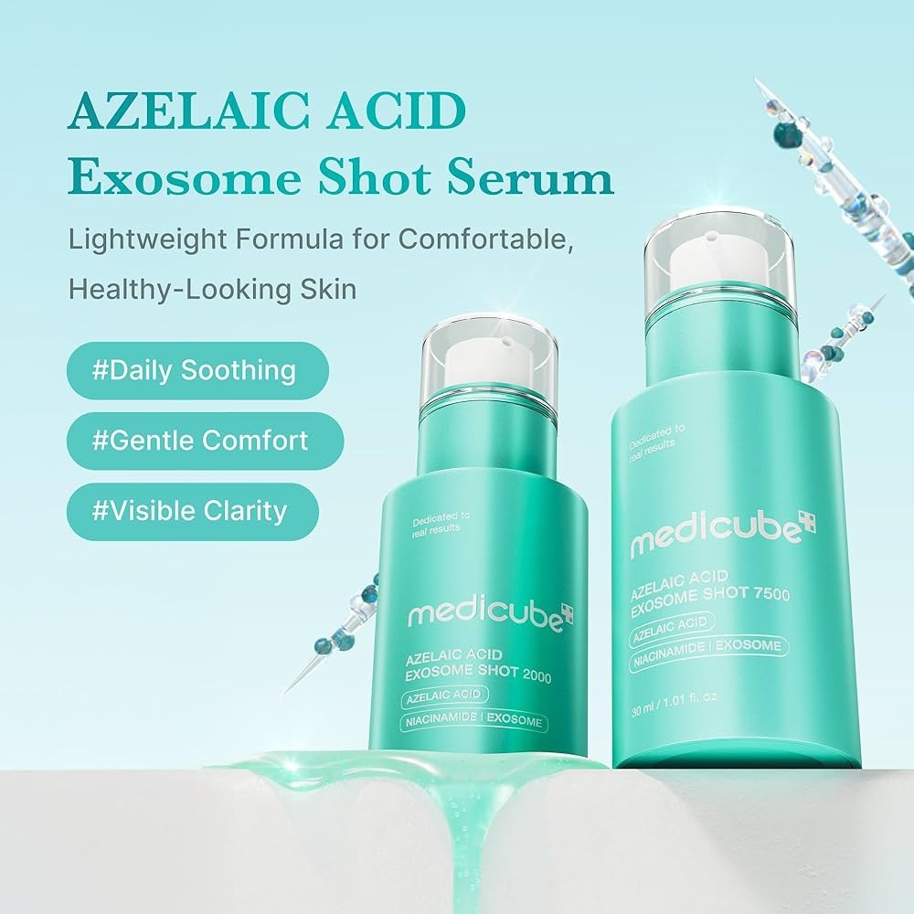 two bottles of medicube Azelaic Acid Exosome Shot Serum 2000