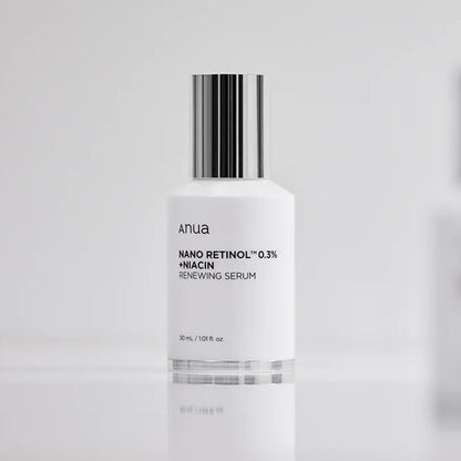 a bottle of Anua Nano Retinol 0.3% + Niacin Renewing Serum 30 mL