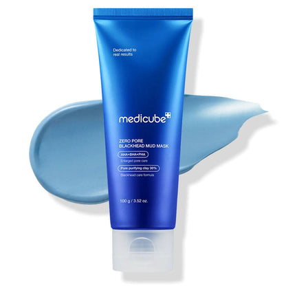 Zero Pore Blackhead Mud Facial Mask tube with product swatch