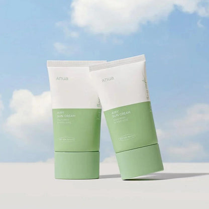 two tubes of Anua Airy Sun Cream Renewed Version 50 mL