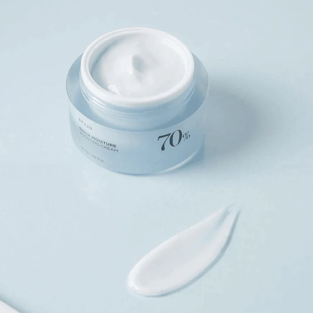 Anua Birch Moisture Boosting Cream with product swatch