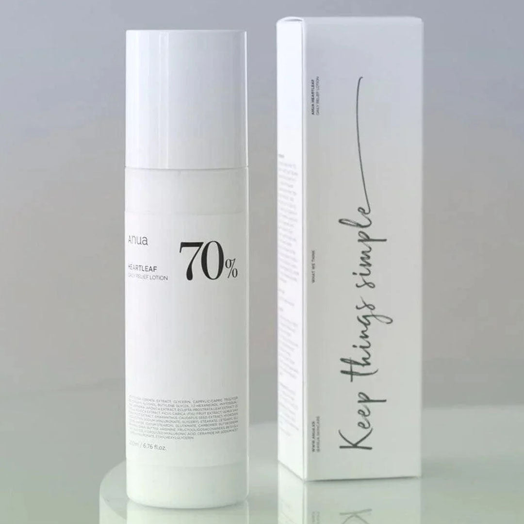 Anua heartleaf 70% Daily Relief Lotion bottle with box packaging
