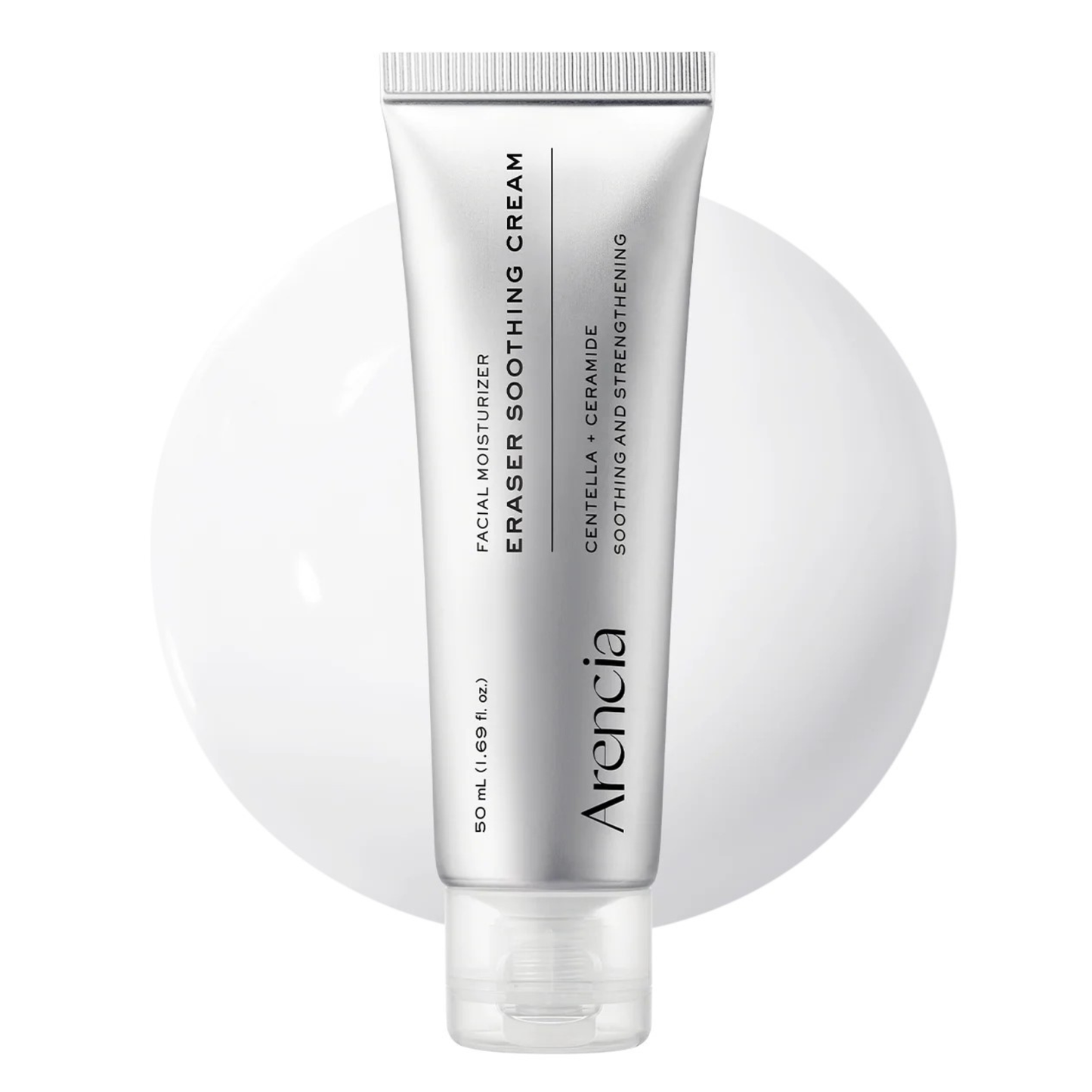 Arencia Eraser Soothing Cream 50ml Korean moisturizer with Centella, Ceramide, Panthenol and Hyaluronic Acid for sensitive skin, soothing hydration and moisture-barrier support in UAE.