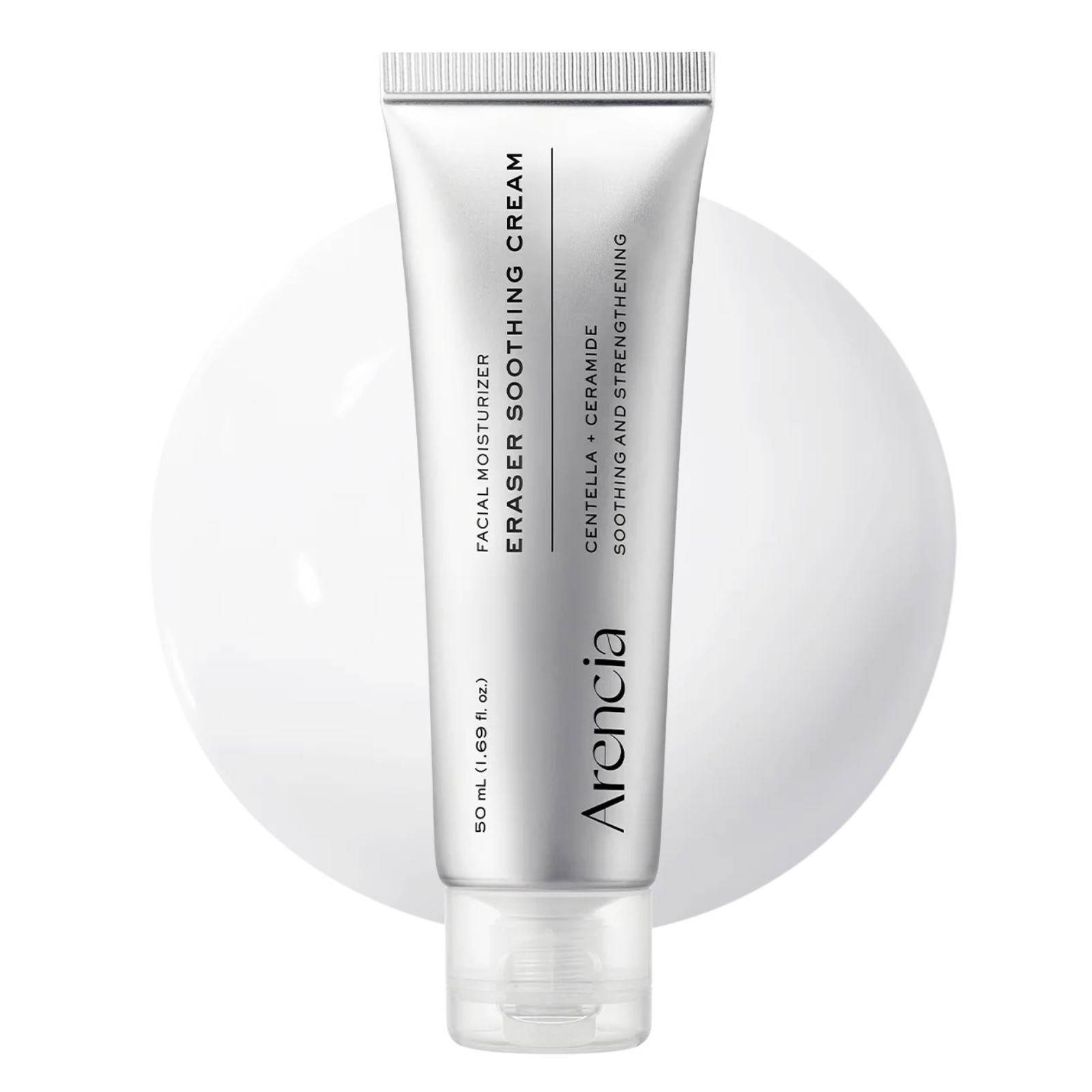 Arencia Eraser Soothing Cream 50ml Korean moisturizer with Centella, Ceramide, Panthenol and Hyaluronic Acid for sensitive skin, soothing hydration and moisture-barrier support in UAE.