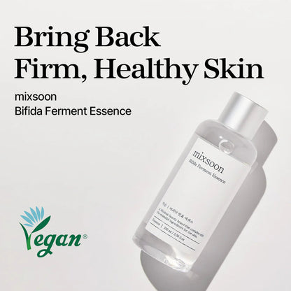 mixsoon Bifida Ferment Essence 100ml minimalist Korean hydrating essence with Bifida Ferment Extract and Glycerin for sensitive skin and moisture-barrier support in UAE.