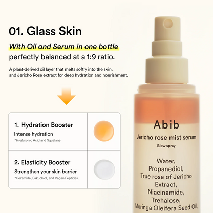an open bottle of Abib Jericho Rose Mist Serum Glow Spray 