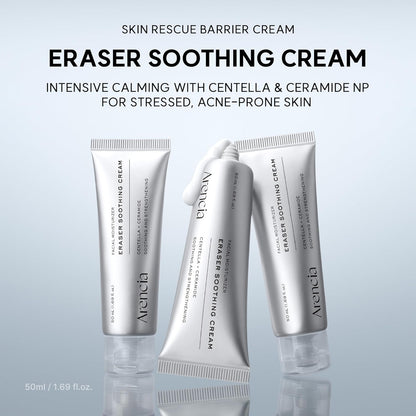 Arencia Eraser Soothing Cream 50ml Korean moisturizer with Centella, Ceramide, Panthenol and Hyaluronic Acid for sensitive skin, soothing hydration and moisture-barrier support in UAE.