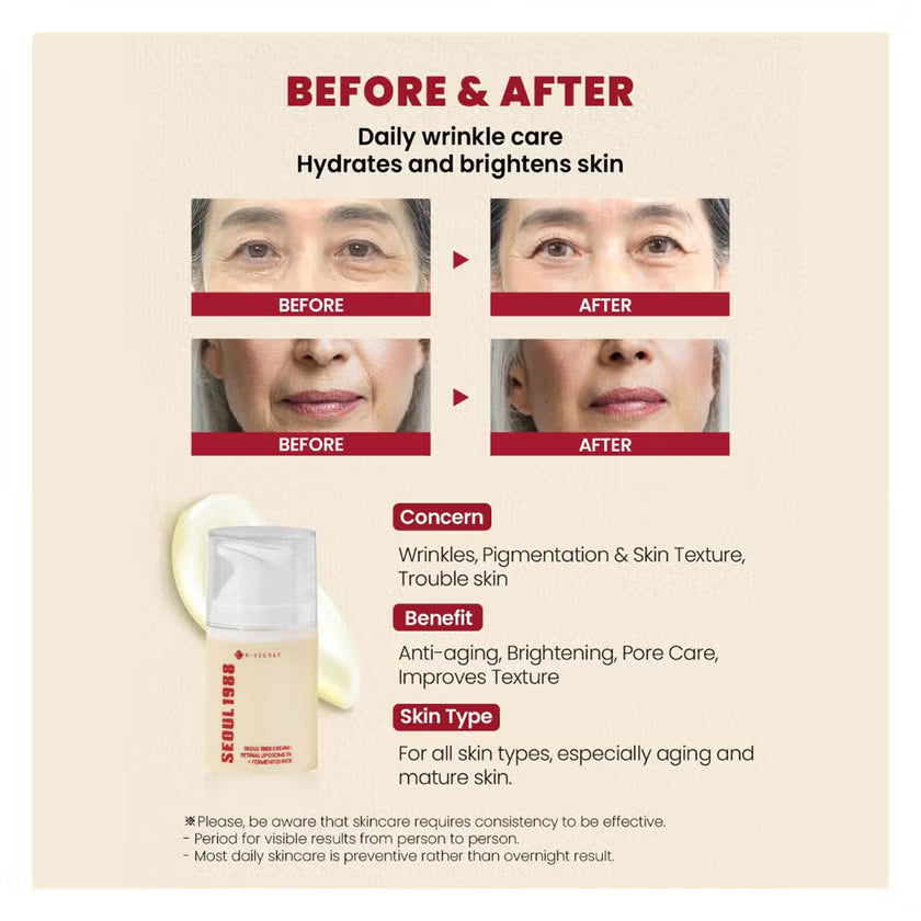 K-SECRET - SEOUL 1988 Cream : Retinal Liposome 1% + Fermented Rice - 50ml