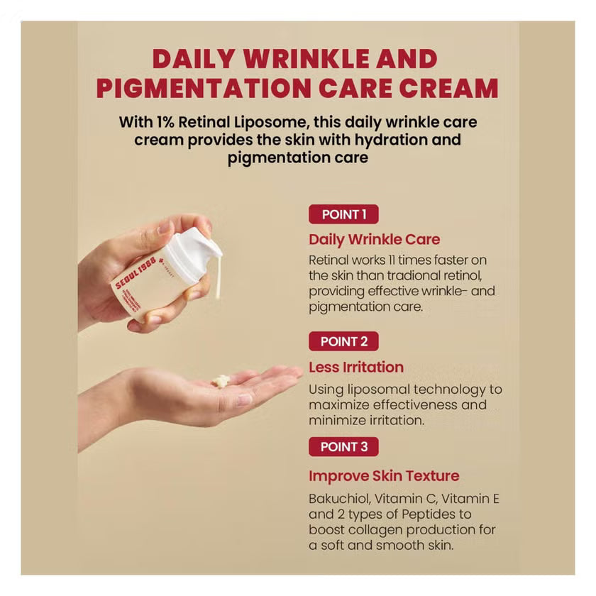 K-SECRET - SEOUL 1988 Cream : Retinal Liposome 1% + Fermented Rice - 50ml