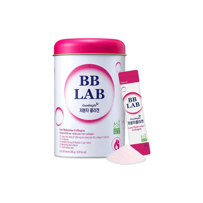 BB LAB Goodnight Low Molecular Collagen Korean berry-flavoured powder supplement with 1,200K-Belle Bliss fish collagen, Vitamin C and glycine in 30 nighttime sticks available in UAE.