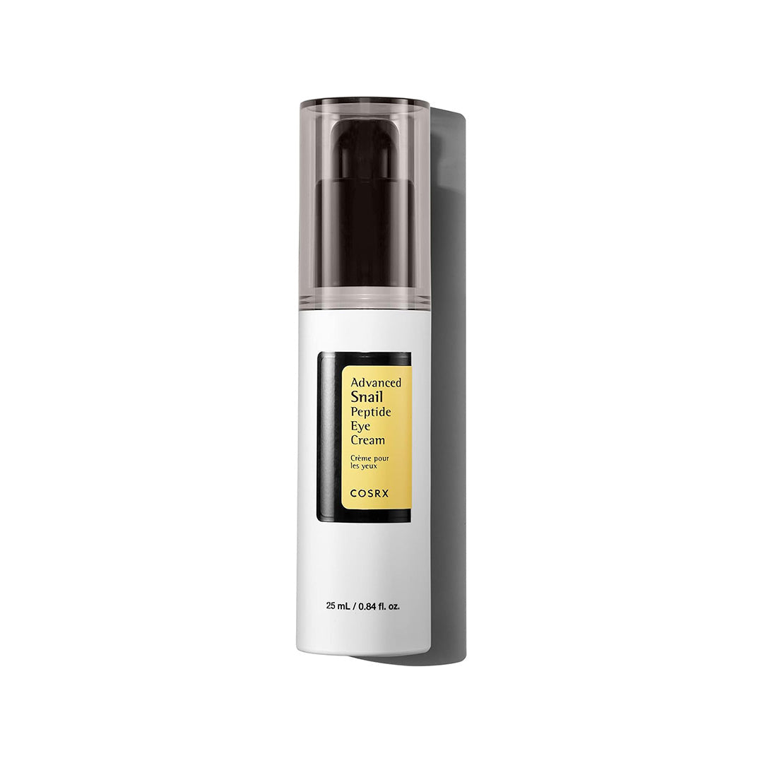 a pump bottle of COSRX Advanced Snail Peptide Eye Cream