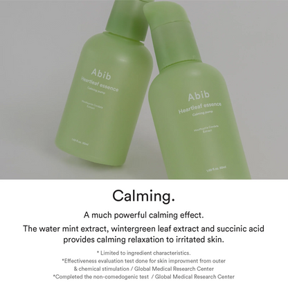 two bottles of Abib Heartleaf Essence Calming Pump