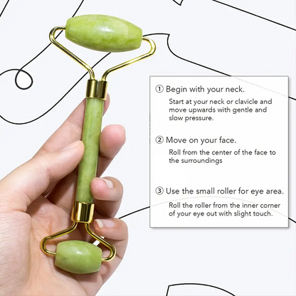 directions to use Jade Roller Facial Tool 