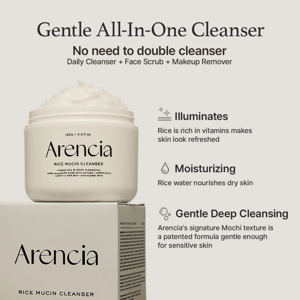 Arencia Rice Mucin Cleanser 120g Arencia