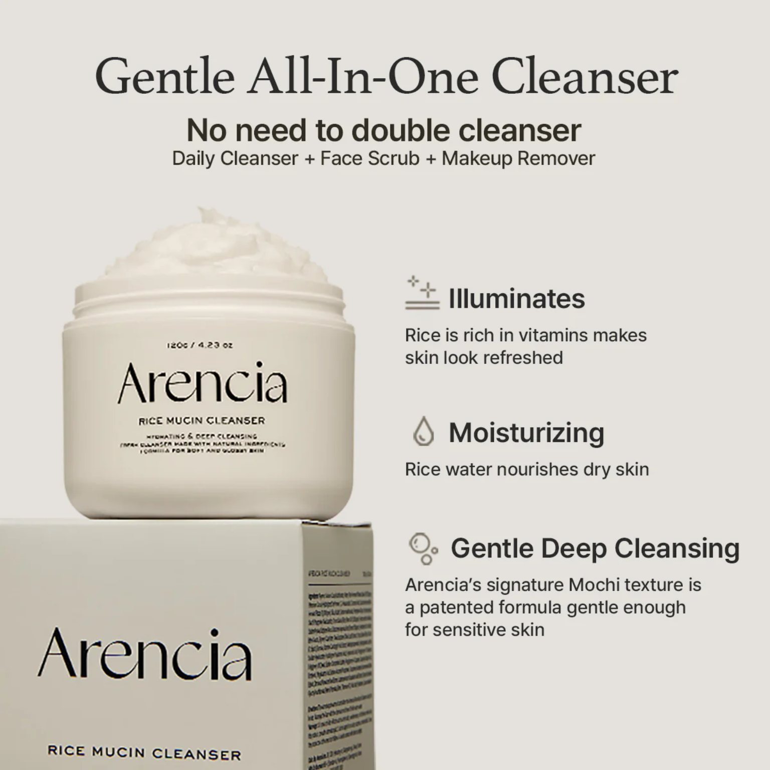 Arencia Rice Mucin Cleanser 120g Arencia