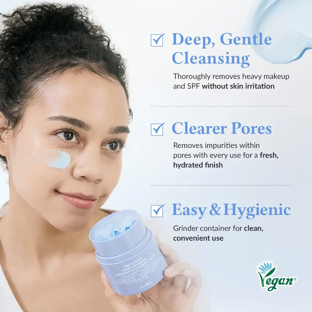 woman holding Dr. Althea pore refresh grinding cleansing balm
