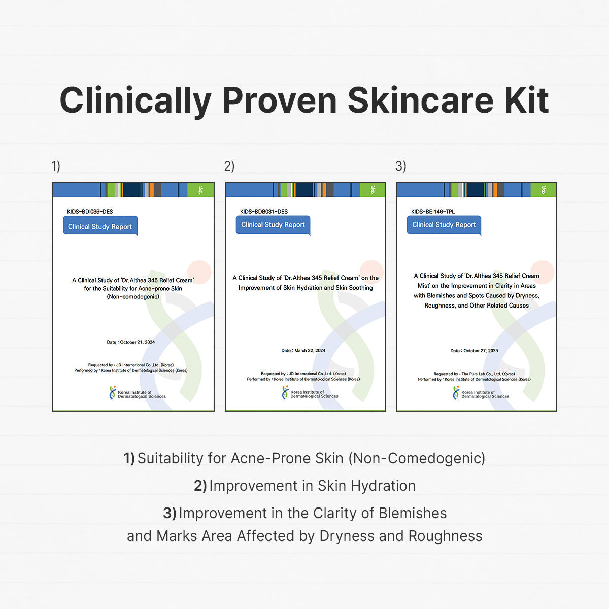 Dr. Althea 345 Relief Travel Set with Cream Mist 60ml, Relief Serum 15ml and Relief Cream 15ml for soothing hydration, PDRN and skin barrier care in UAE.