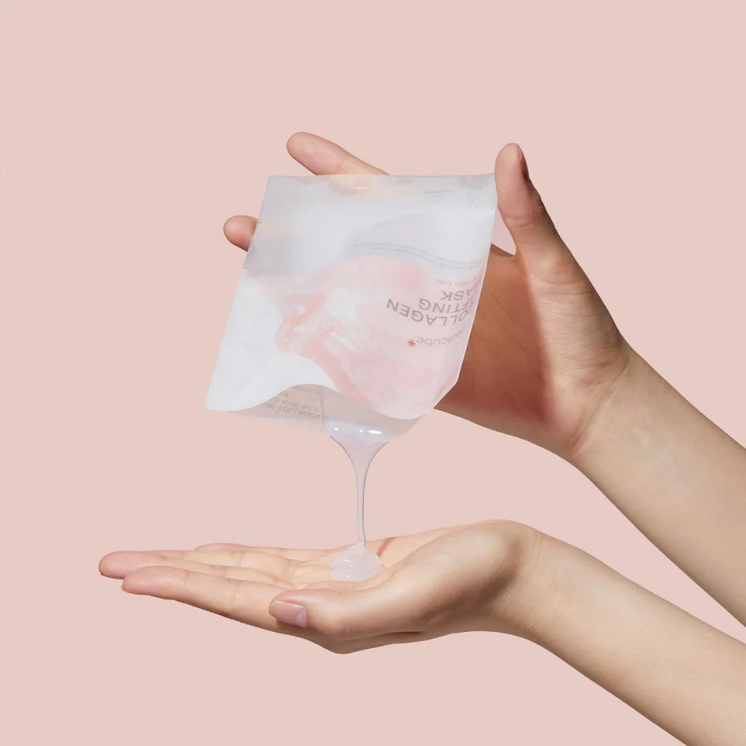 Medicube Collagen Lifting Mask product dispensed on hand
