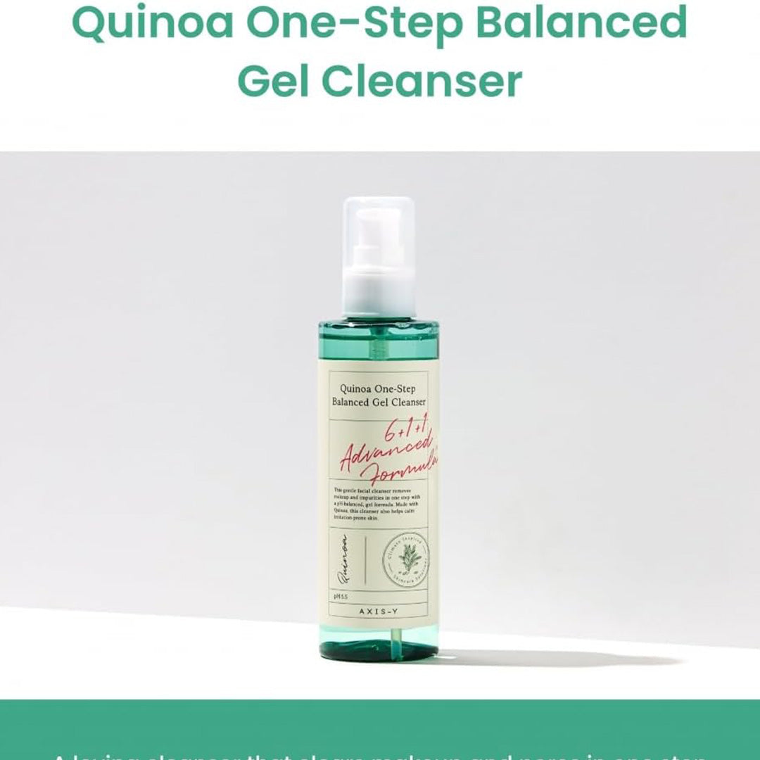 a bottle of AXIS-Y Quinoa One Step Balanced Gel Cleanser 180ml 