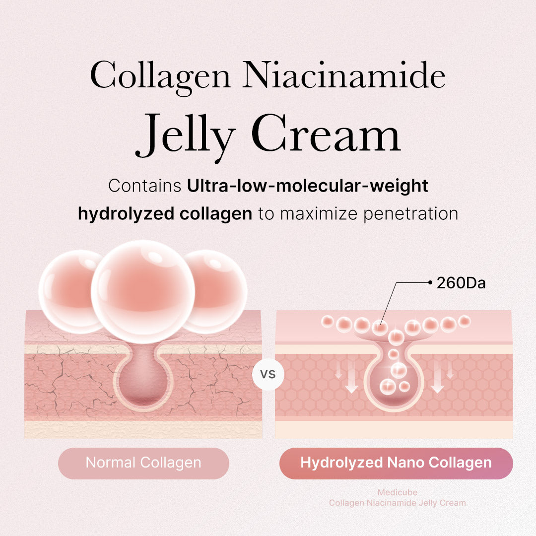 Collagen Niacinamide Jelly Cream with text and diagram
