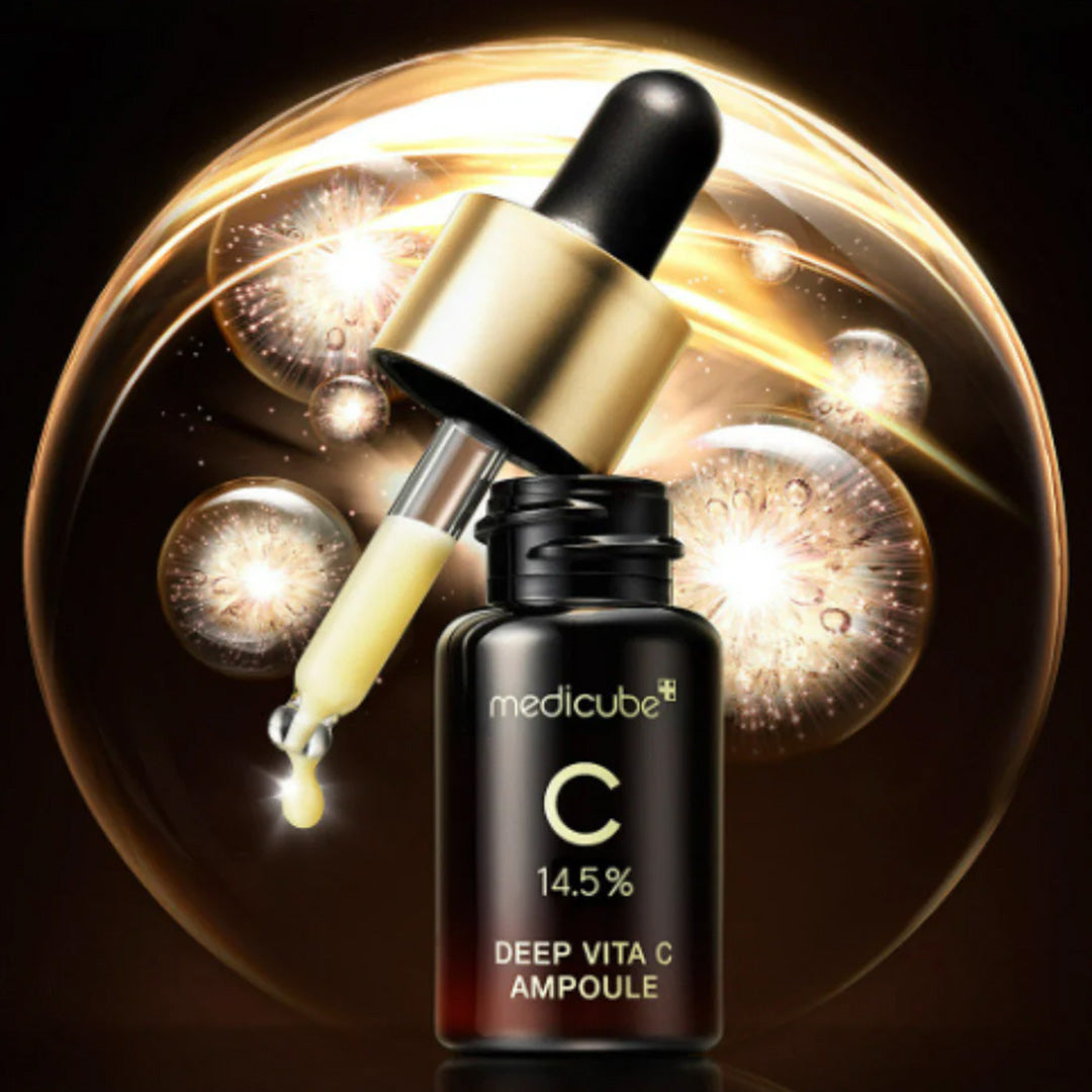 open bottle of medicube Deep Vita C Ampoule with dropper