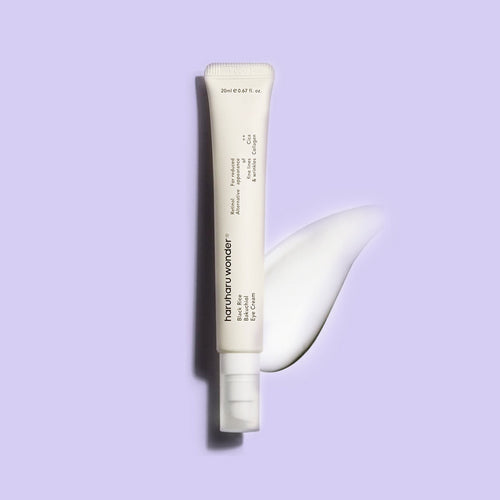 haruharu Bakuchiol Eye Cream tube with product swatch
