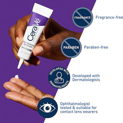 CeraVe Eye Cream for Wrinkles Under Eye Cream with Caffeine, Peptides 14.2g CeraVe