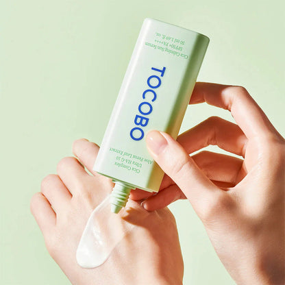 TOCOBO Cica Calming Sun Serum applied on hand