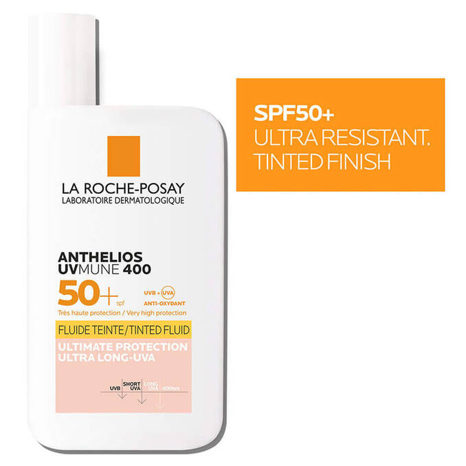 50mL bottle of LA ROCHE-POSAY Anthelios UVMune 400 Fluid Tinted SPF50+ 