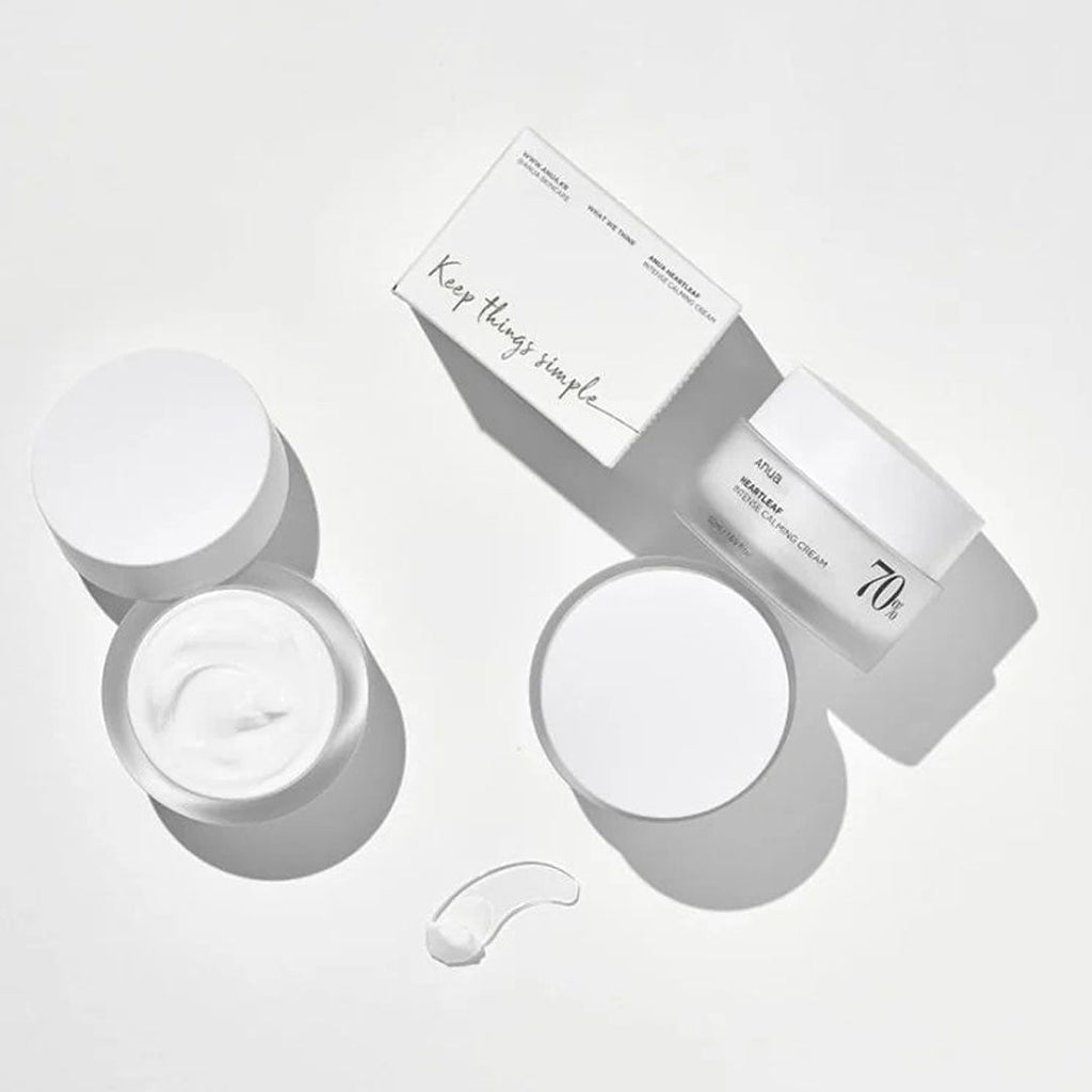 open jars of Anua Heartleaf 70 Intense Calming Cream 50 mL