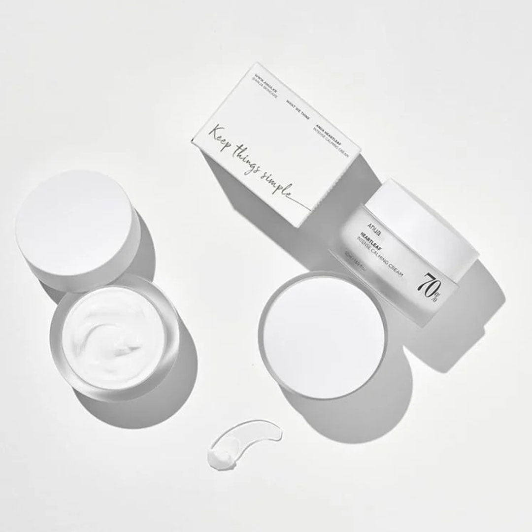 open jars of Anua Heartleaf 70 Intense Calming Cream 50 mL