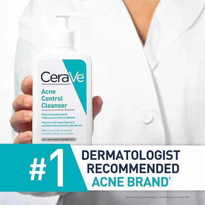 CeraVe Face Wash Acne Treatment Salicylic Acid Cleanser with Purifying Clay for Oily Skin Blackhead Remover and Clogged Pore Control 8 Ounce, multi, 8 Fl Oz, 237 ml CeraVe
