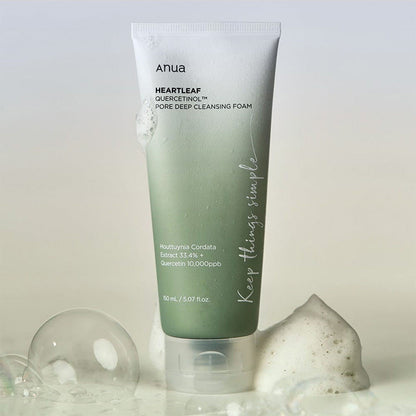 Anua Heartleaf Quercetinol Deep Pore Cleansing bottle with foam 