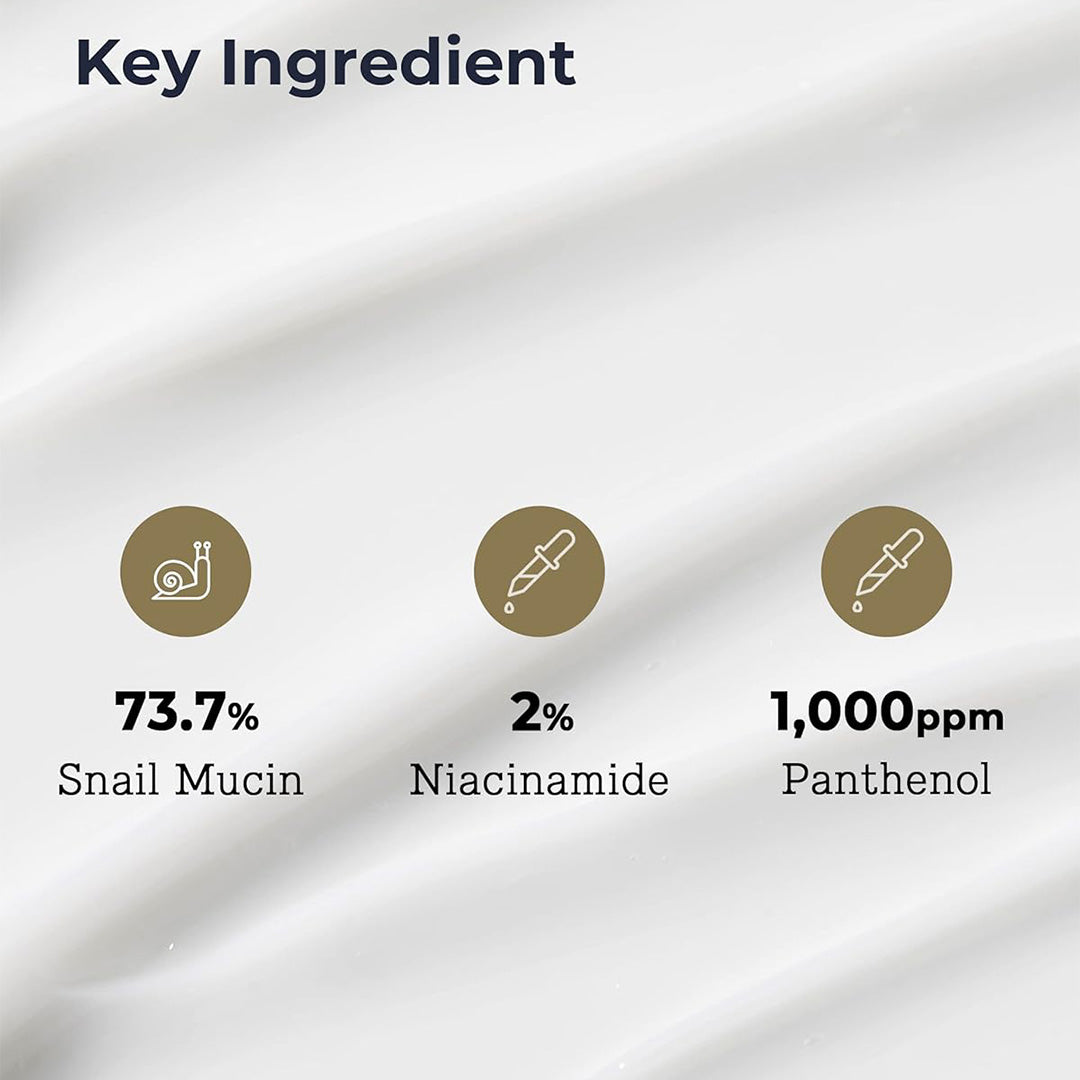 snail mucin, niacinamide, panthenol key ingredients 
