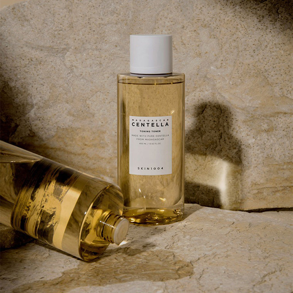 two SKIN1004 Madagascar Centella Toning Toner bottles on a surface