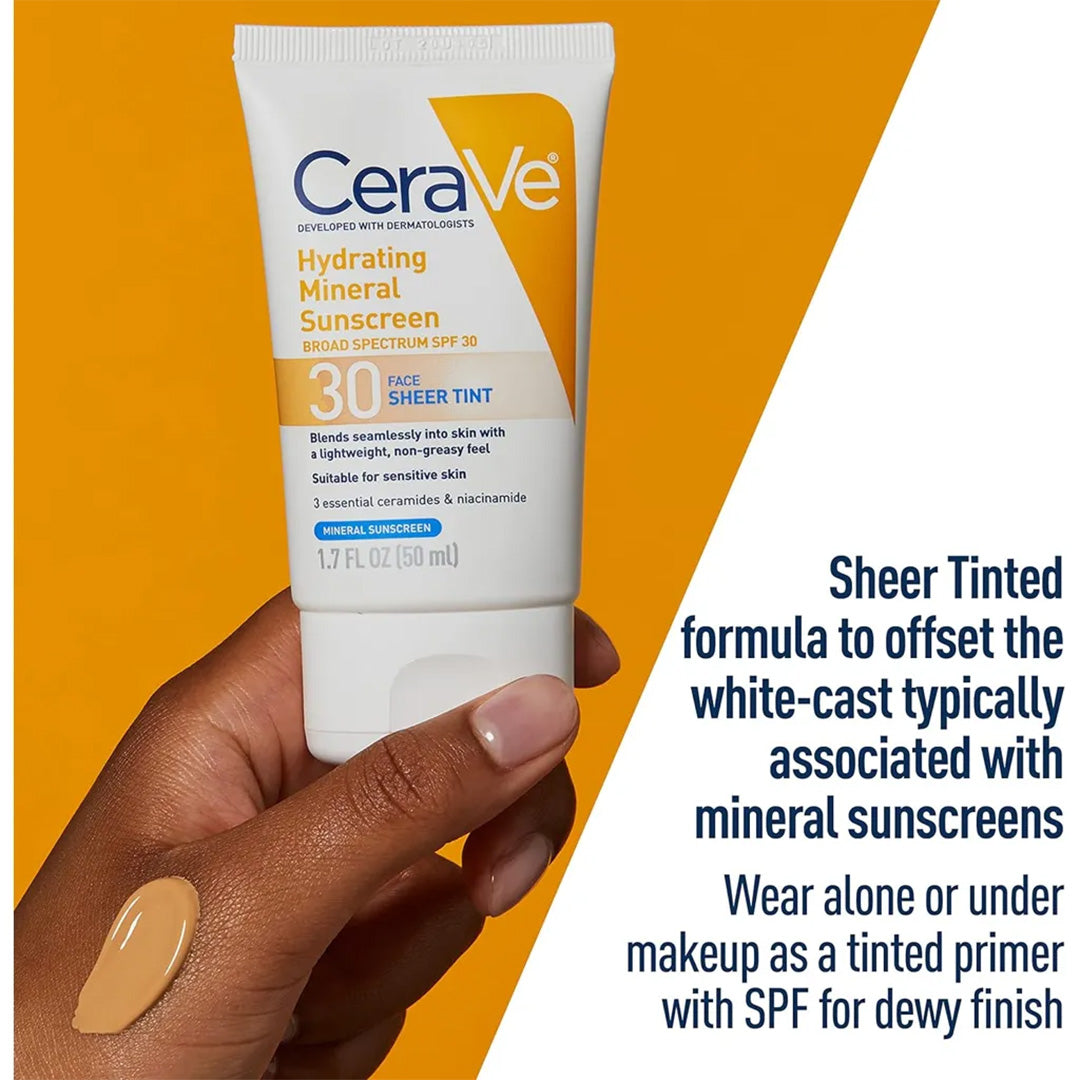 CeraVe Tinted Sunscreen with SPF 30 | Hydrating Mineral Sunscreen With Zinc Oxide & Titanium Dioxide 50ml CeraVe