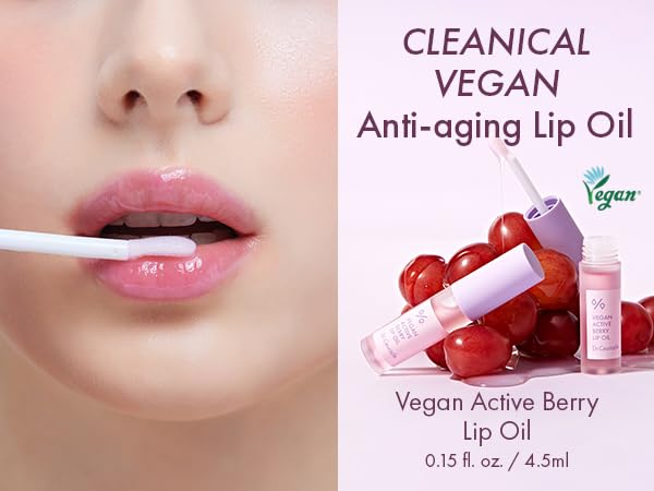 close-up of Dr.Ceuracle Vegan Active Berry Lip Oil applied onto lips