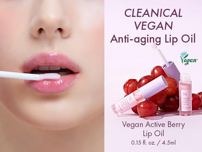 close-up of Dr.Ceuracle Vegan Active Berry Lip Oil applied onto lips