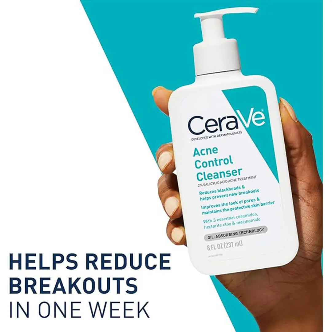 CeraVe Face Wash Acne Treatment Salicylic Acid Cleanser with Purifying Clay for Oily Skin Blackhead Remover and Clogged Pore Control 8 Ounce, multi, 8 Fl Oz, 237 ml CeraVe