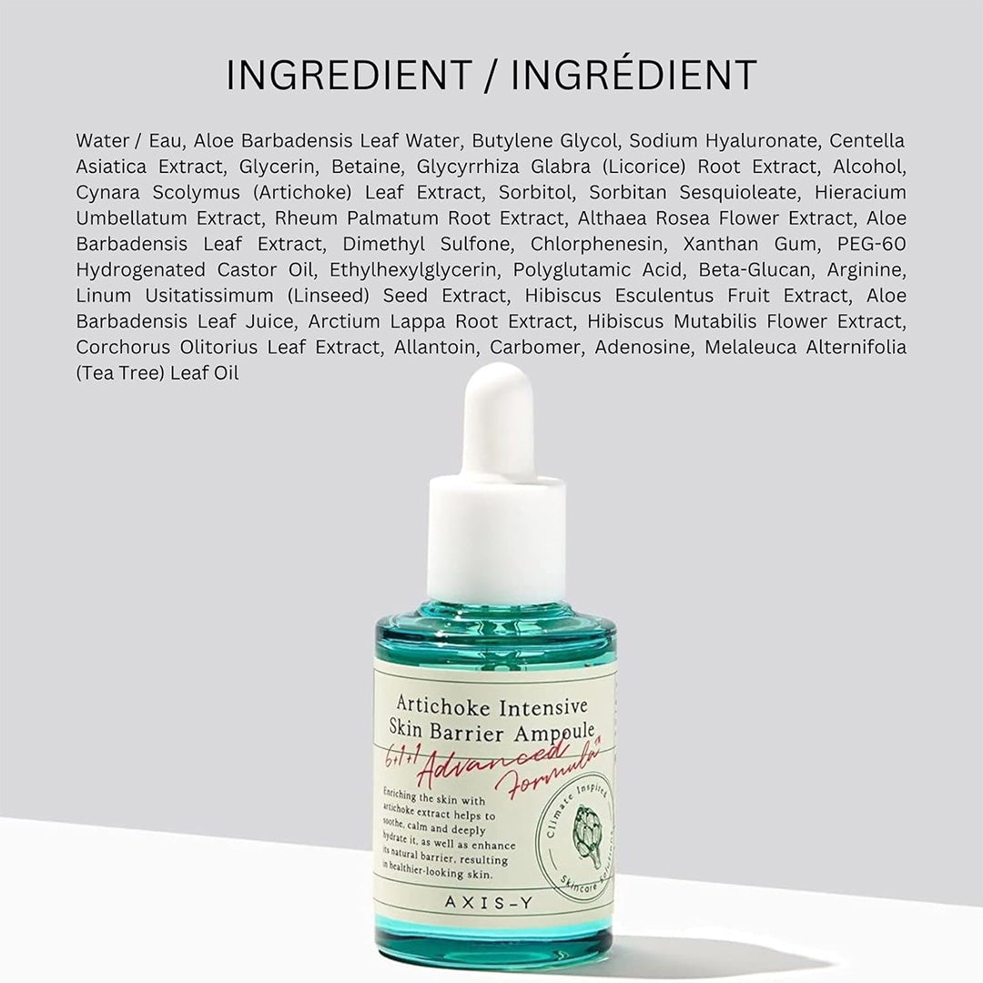 a bottle of AXIS-Y Artichoke Intensive Skin Barrier Ampoule