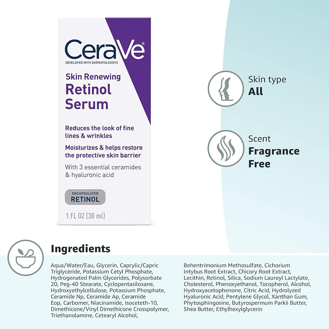 box packaging of CeraVe Skin Renewing Retinol Serum 