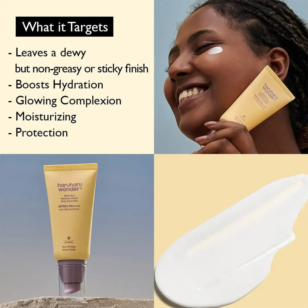 haruharu wonder Black Rice Moisture Airyfit Daily Sunscreen 50mL (1.69fl.oz), Reef Safe Formula, Non-Greasy Velvet Finish HARU HARU WONDER