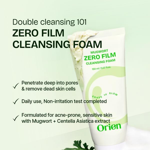 Orien Mugwort Zero Film Cleansing Foam 150ml | Gentle Korean Facial Cleanser