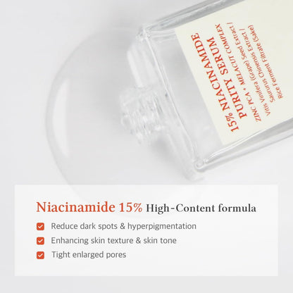Dr. Althea 15% Niacinamide Purity Serum 30ml Korean brightening serum for dark spots, hyperpigmentation, post-acne marks, uneven skin tone, and radiant skin available in UAE.