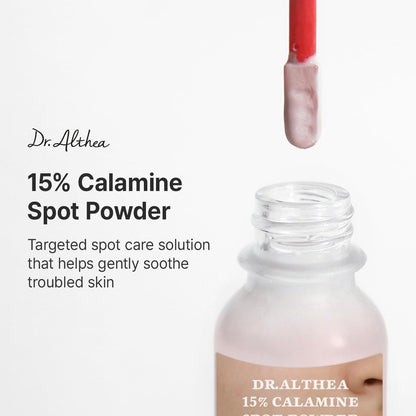 Dr. Althea 15% Calamine Spot Powder bottle with applicator