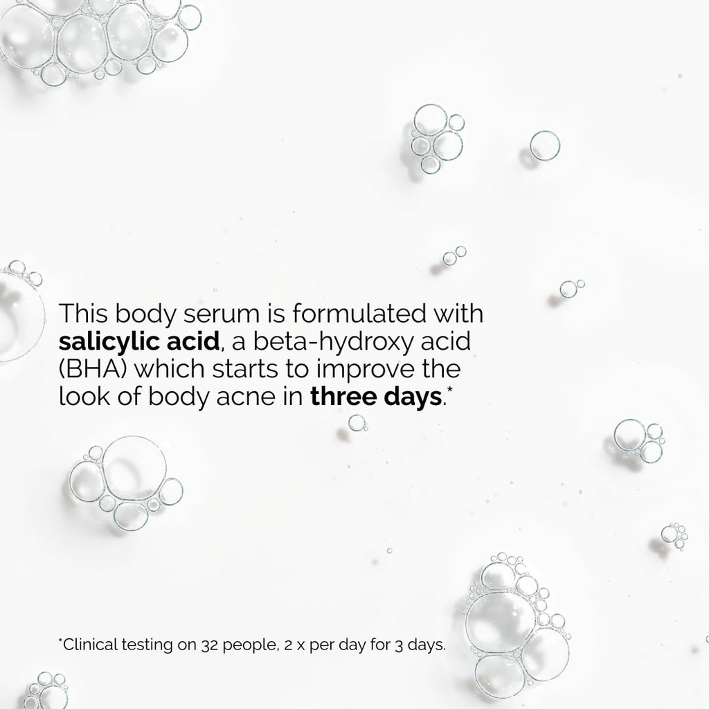 The Ordinary body serum is formulated with salicylic acid which starts to improve the body acne in 3 days.