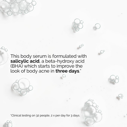 The Ordinary body serum is formulated with salicylic acid which starts to improve the body acne in 3 days.