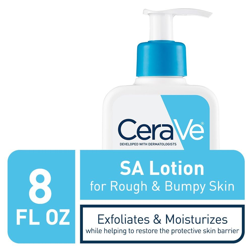 bottle of CeraVe SA Lotion for Rough & Bumpy Skin with pump